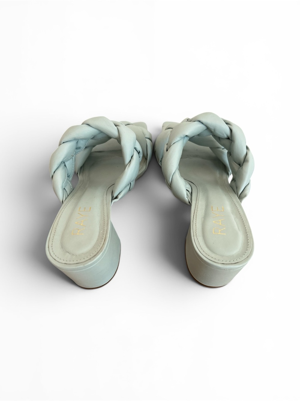 RAYE Braided Double-Strap Block Heels in Powder Blue - Picture 3 of 7